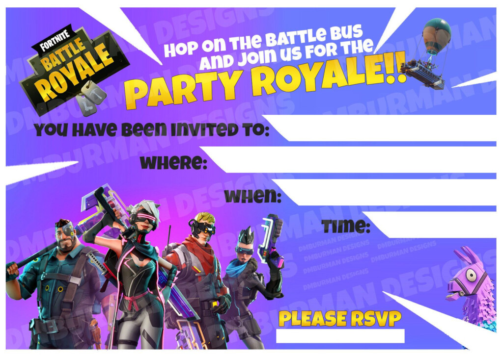  1 Invite royale At My etsy Shop Fortnite Downloadable Invites 