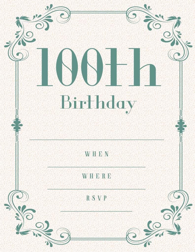 100th Birthday Invitation Templates Free FREE PRINTABLE TEMPLATES