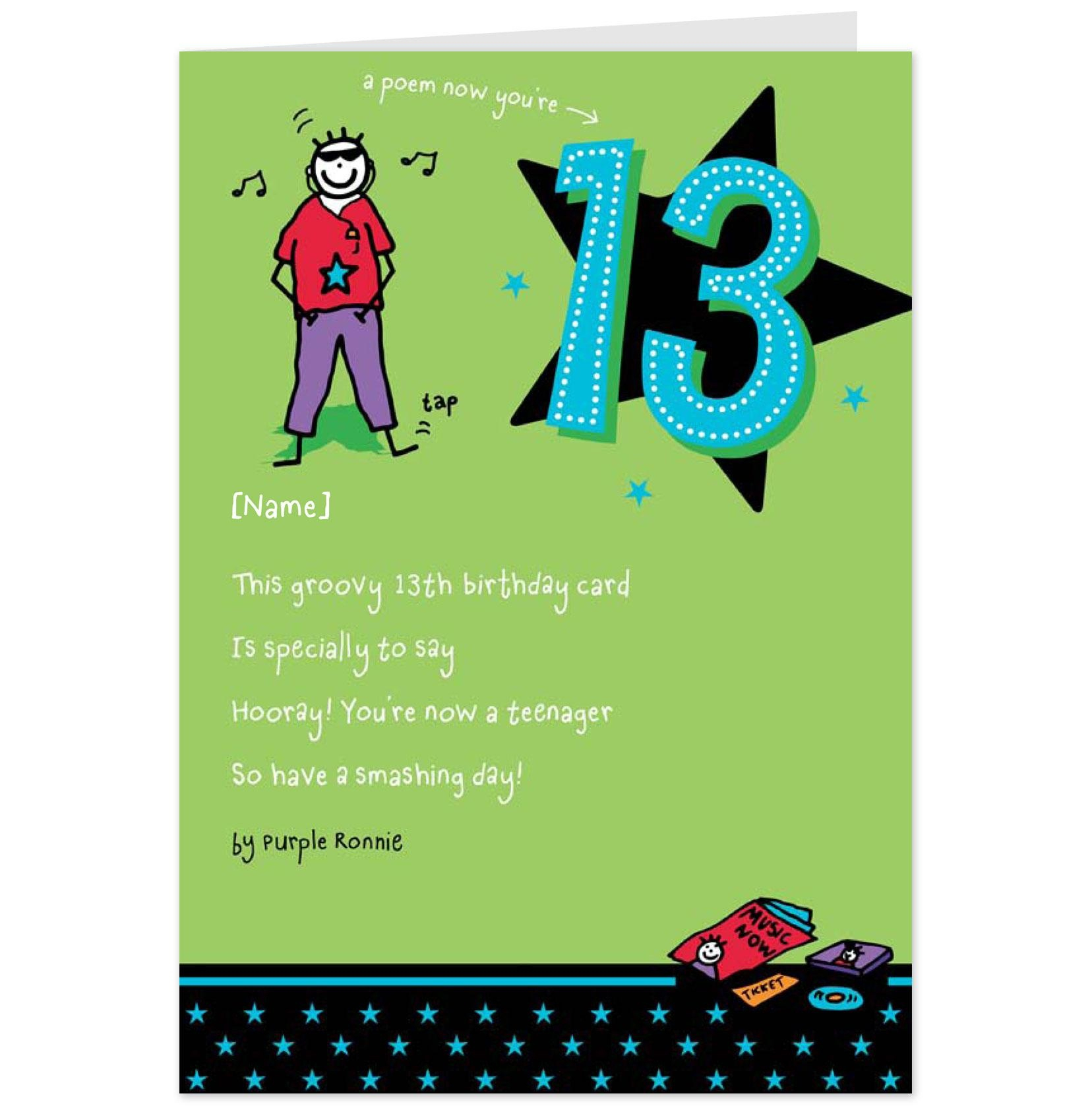 13th Birthday Cards Printable Free FreePrintableTM 