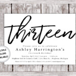 13th Birthday Invitations Printable Thirteenth Birthday Etsy 50th