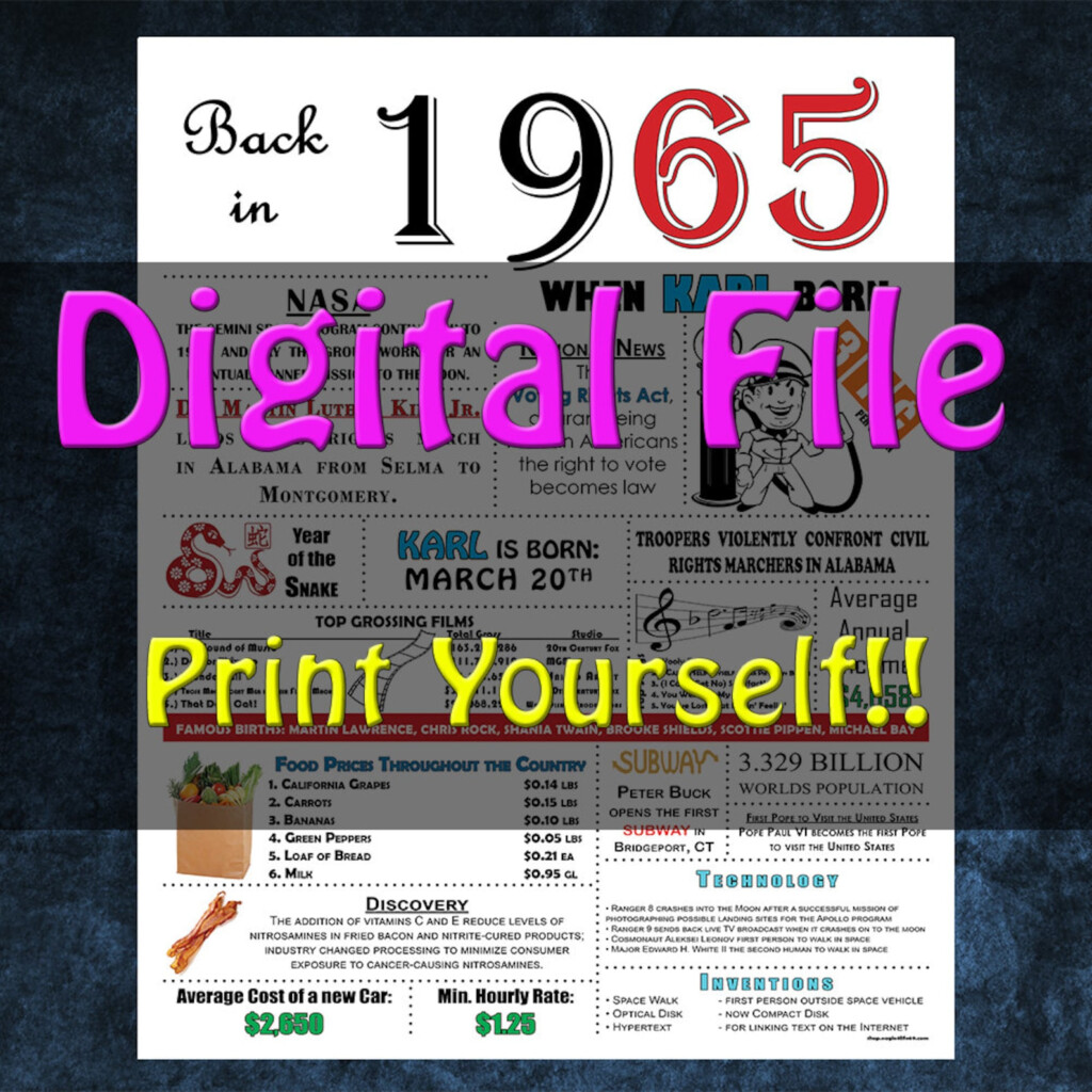 1965 Personalized Birthday Poster 1965 History DIGITAL Etsy Canada