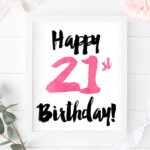 21st Birthday Printable Card Sign Poster Greeting Decor