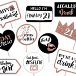 21st Birthday Printable Photo Booth Props Rose Gold Black Etsy