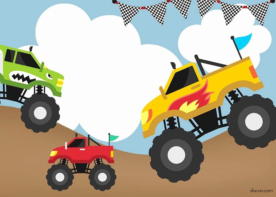 30 Monster Truck Birthday Invitation Free Printable In 2020 With