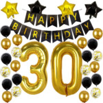 30th Birthday Decorations For Men Black And Gold Happy Birthday