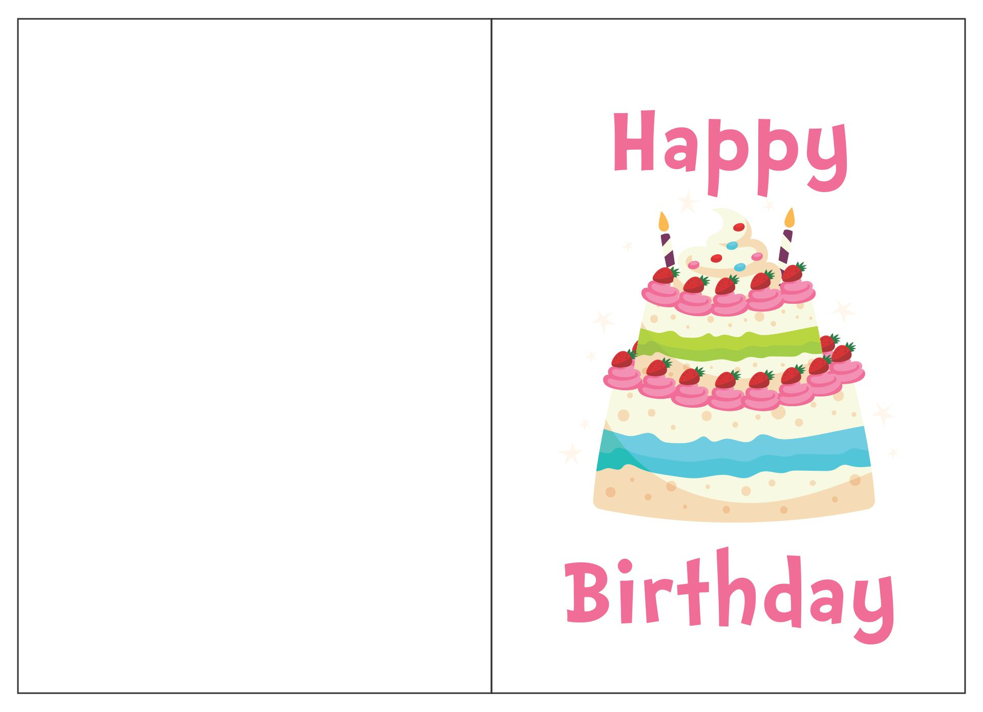 4 Best Printable Folding Birthday Cards For Wife Quarter Fold 