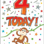 4th Birthday Card BOY Or GIRL 4 Today Piccadilly Cards 7 X 5