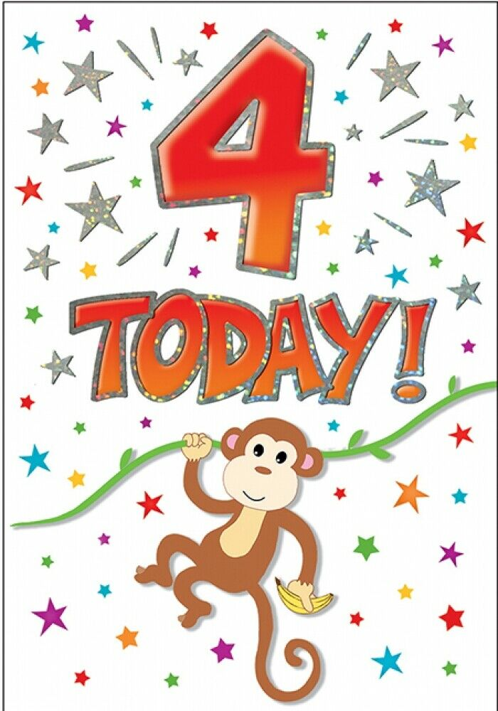 4th Birthday Card BOY Or GIRL 4 Today Piccadilly Cards 7 X 5 