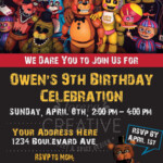 4x6 Or 5x7 FNAF Birthday Invitation Five Nights At Etsy Birthday