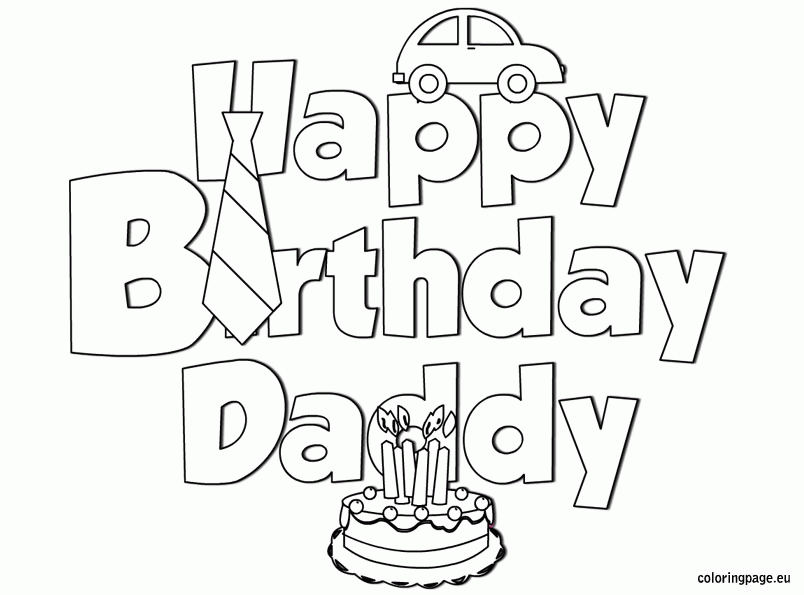 50 Happy Birthday Daddy Printable Coloring Card