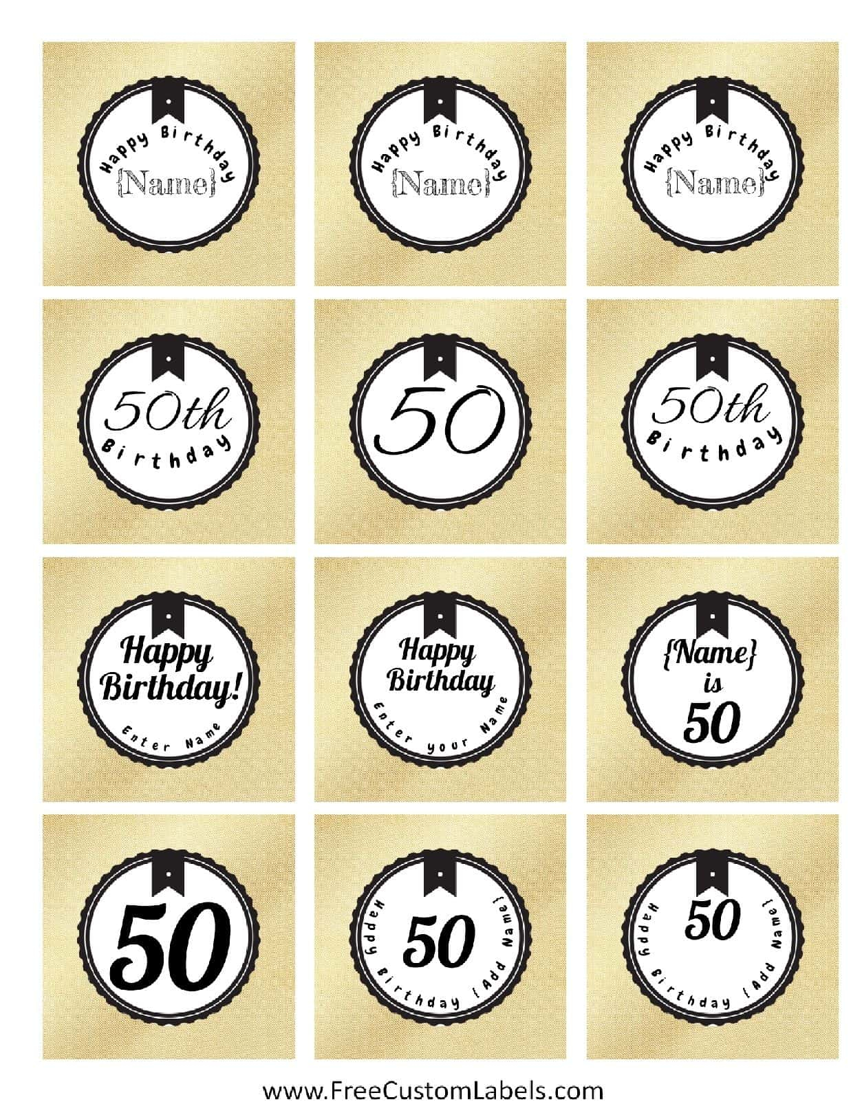 50th Birthday Cupcake Toppers Free And Customizable