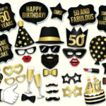 50th Birthday Photo Booth Props Printable PDF Black And Gold Etsy