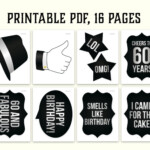 60th Birthday Photo Booth Props Printable PDF Black And Etsy