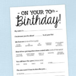 70th Birthday Party Game Card Funny Milestone Printable PDF Etsy