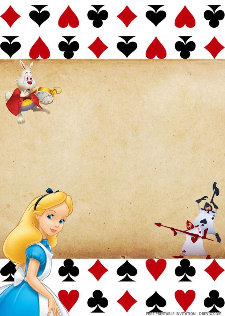 Alice in Wonderland Birthday Invitation card Download Hundreds FREE 