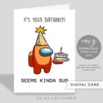 Among Us Birthday Card Printable Digital Birthday Cards Birthday