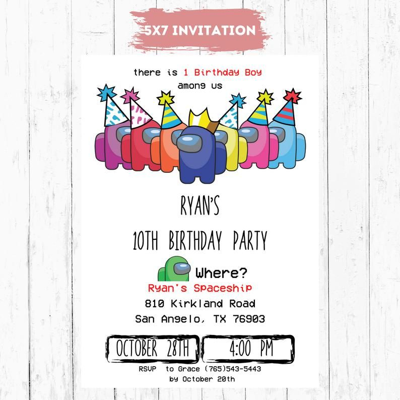 Among Us Birthday Invitations Printable Printable Word Searches