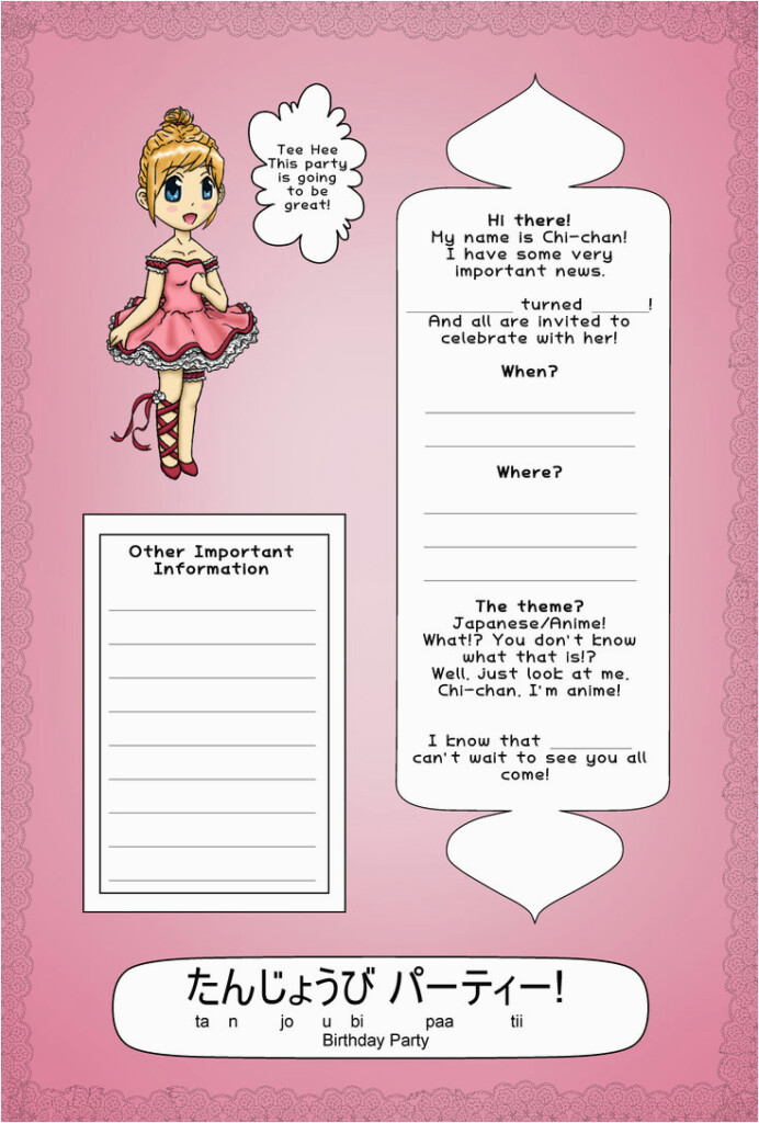 Anime Birthday Invitations BirthdayBuzz