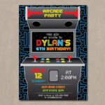 Arcade Birthday Invitation Arcade Party Video Game Etsy