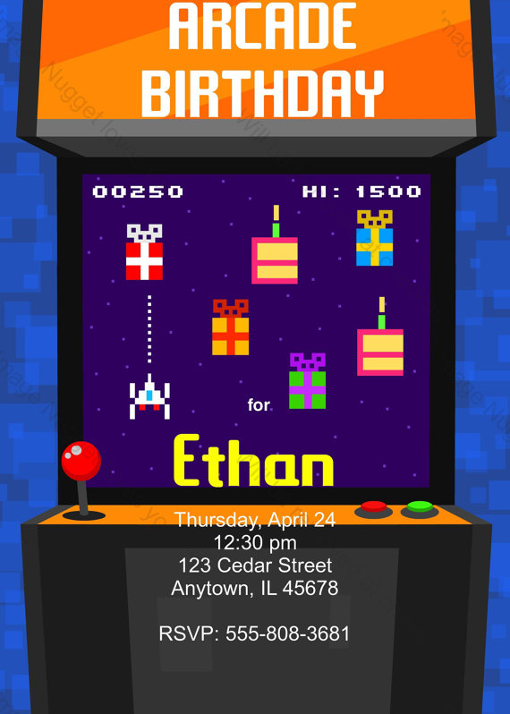 Arcade Video Game 8bit Birthday Party Invitation Printable Etsy 