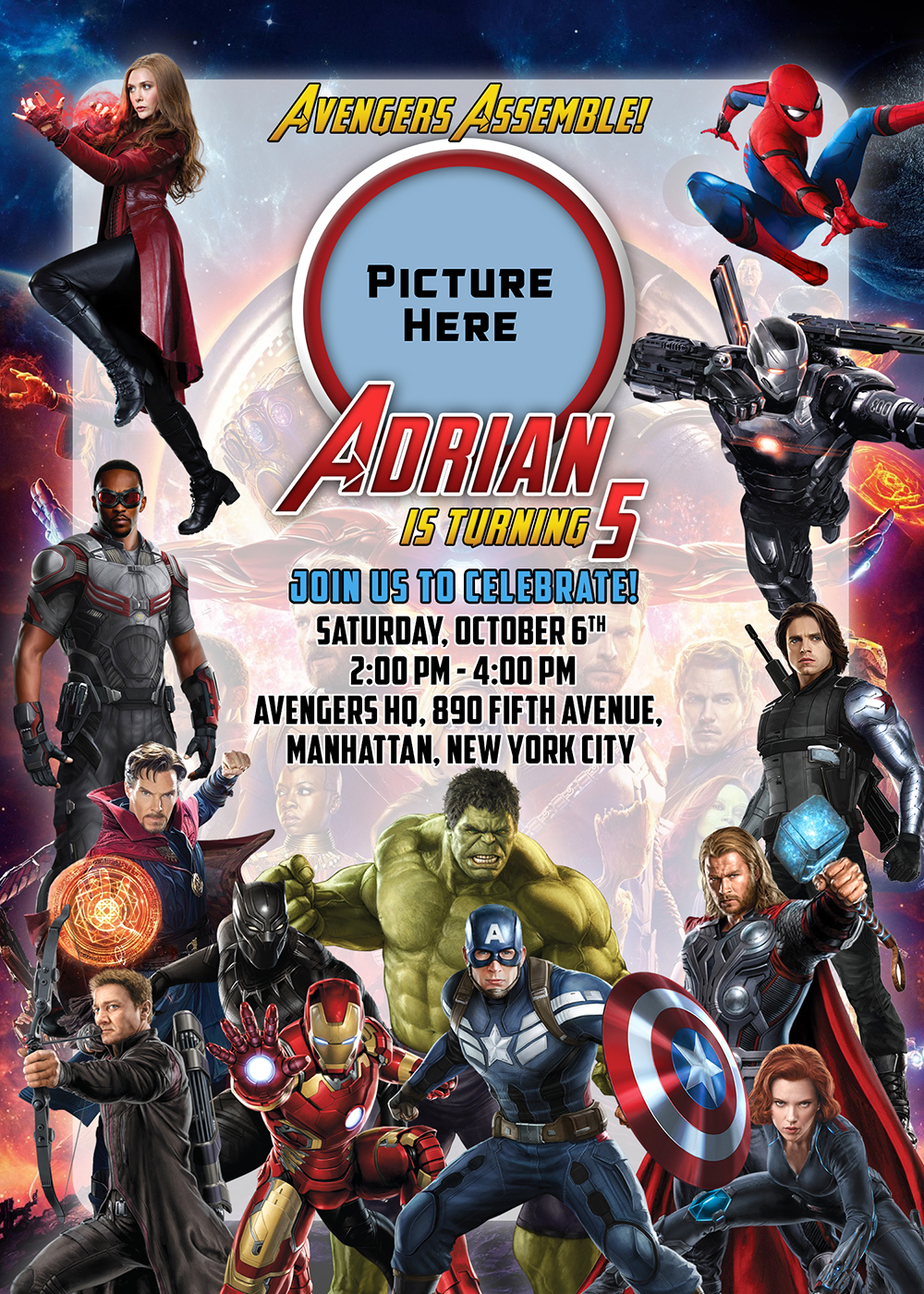 Avengers 5r Birthday Invitation Dioskouri Designs