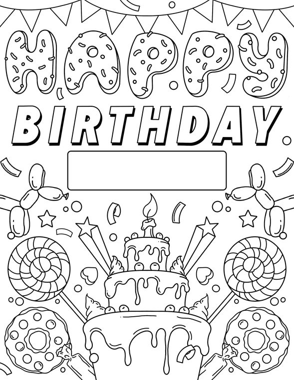 Awasome Happy Birthday Colouring Pictures To Print References