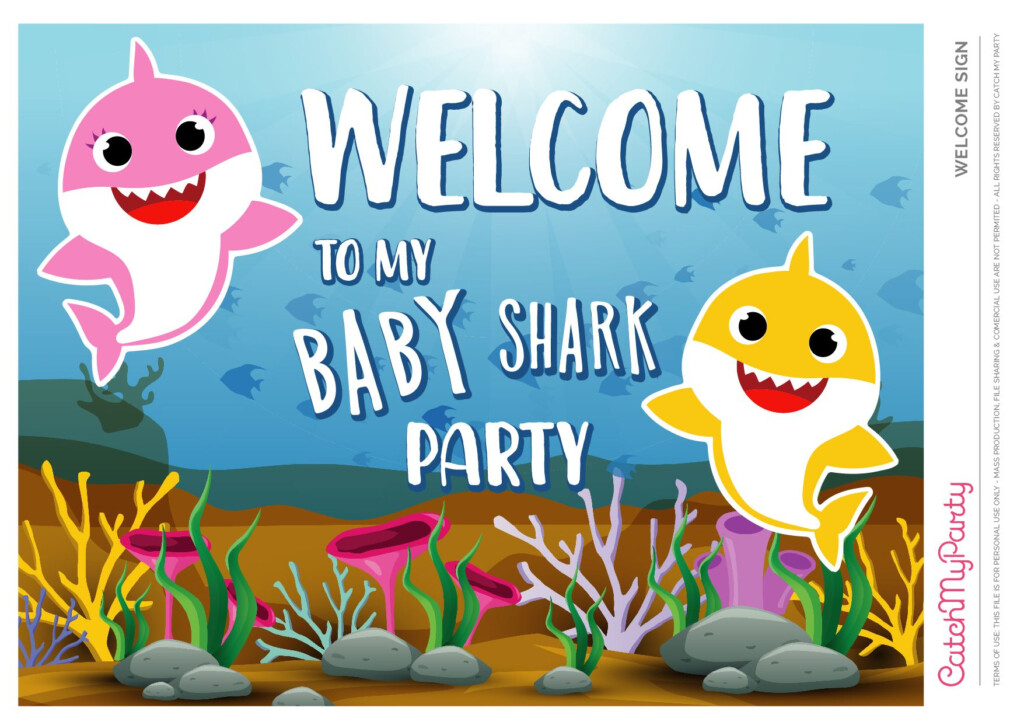 Baby Shark Blue Welcome Poster See More Party Ideas And Share Yours At 