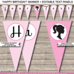 Barbie Party Banner Template Party Banner Template Diy Party Banner