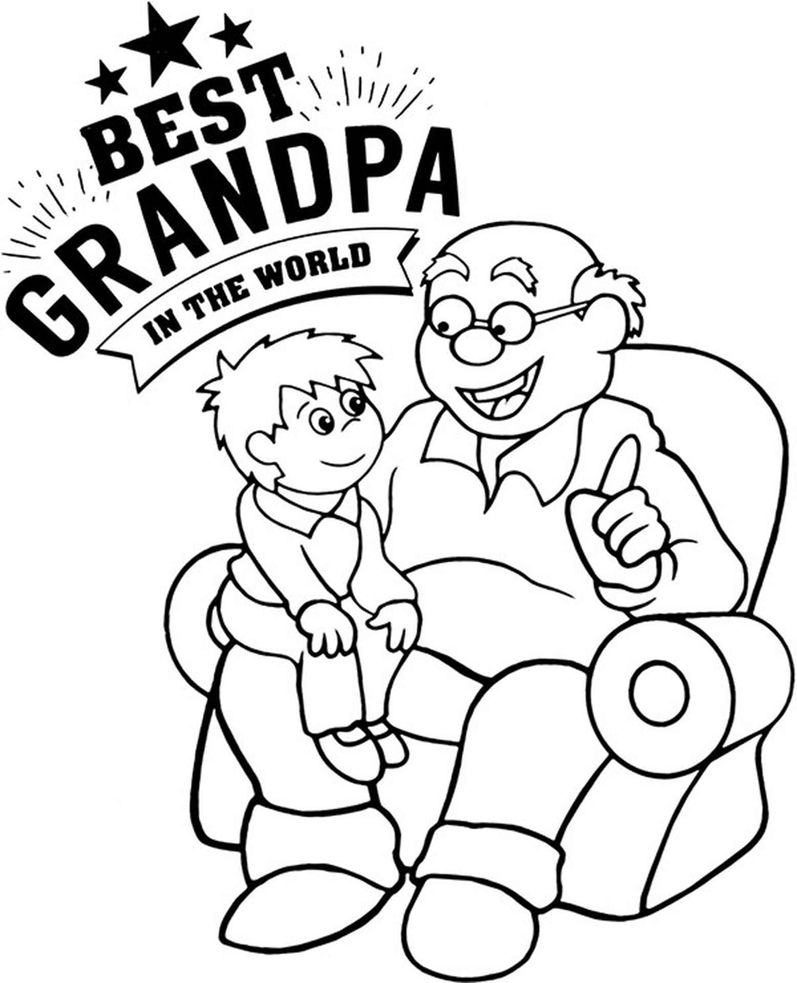 Best Grandpa In The World Card Coloring Page FREE DOWNLOAD