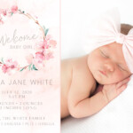 Birth Announcement Card Template For Baby Girl Customizable Etsy