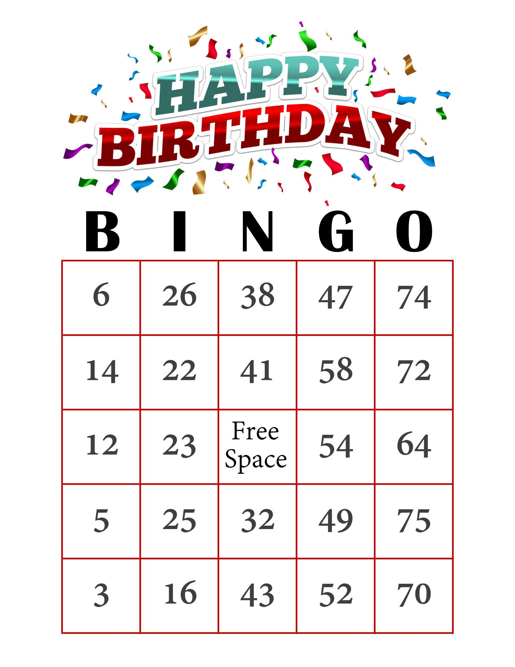 Birthday Bingo Cards 200 Cards Prints 1 Per Page Immediate Pdf 