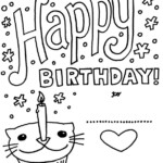 Birthday Card With Pictures Cat Cupcake Coloring Pages Happy Birthday