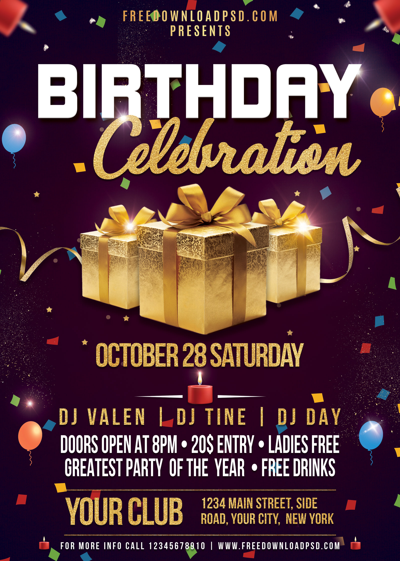 Birthday Flyer Template PSD Free 11 Magnificent Ideas 