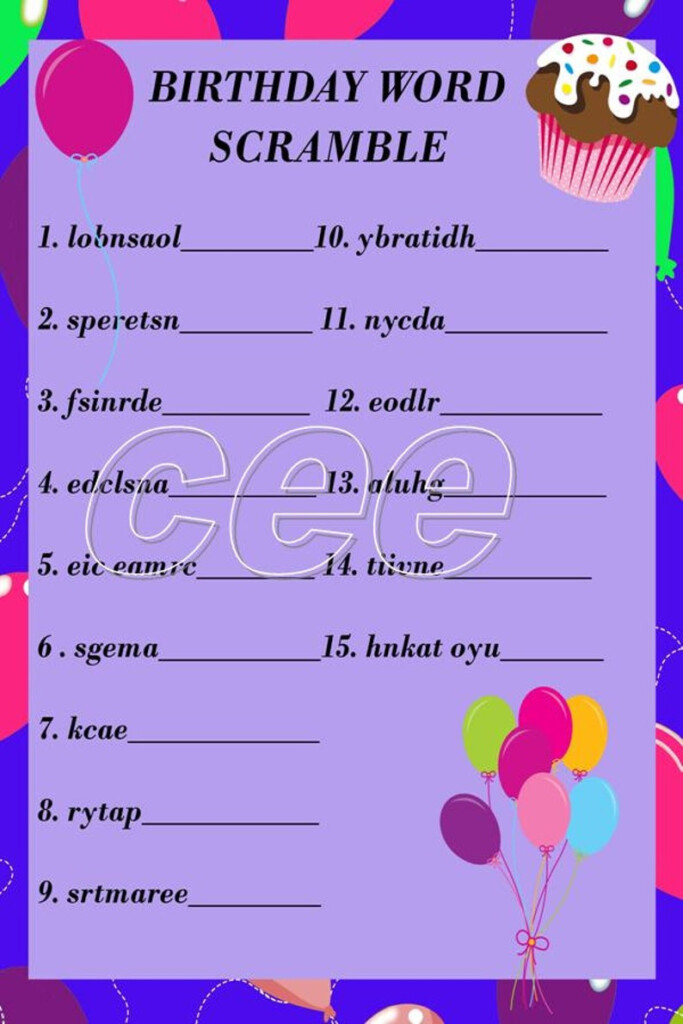 Birthday Party Game Children Birthday Game Printable Etsy