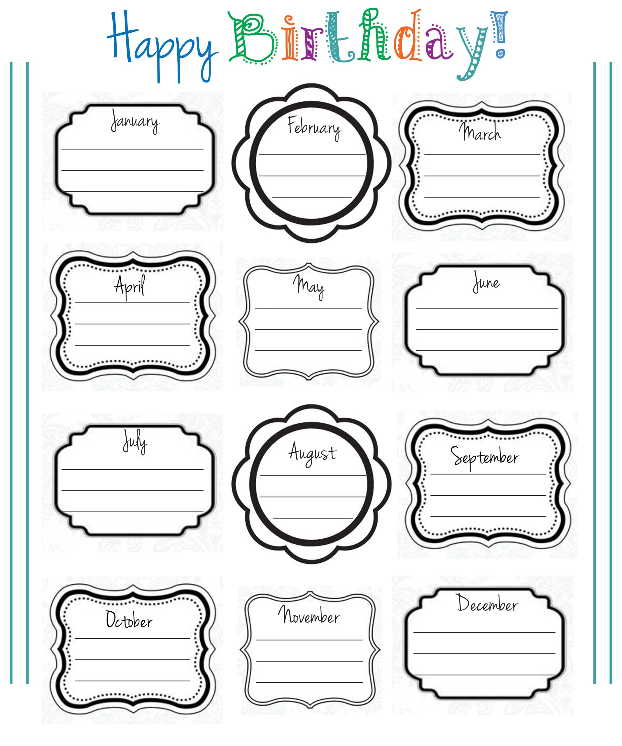 Birthday Printable Birthday Chart Classroom Classroom Birthday 