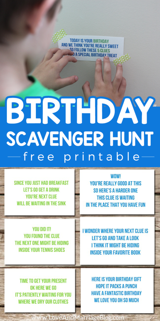 Birthday Scavenger Hunt with Free Printables Birthday Party Games 