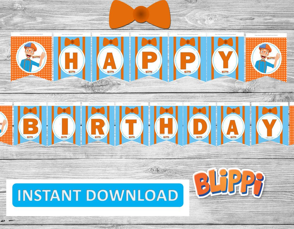 Blippi Banner Happy Birthday Banderas De Feliz Cumplea os Mensaje De