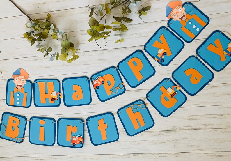 Blippi Inspired Birthday Banner Blippi Party Banner Blippi Etsy