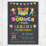 Bounce House Girls Birthday Invitation Digital Printable Invitation