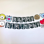 BT21 Birthday Banner BTS Themed Birthday Black White Etsy Banners