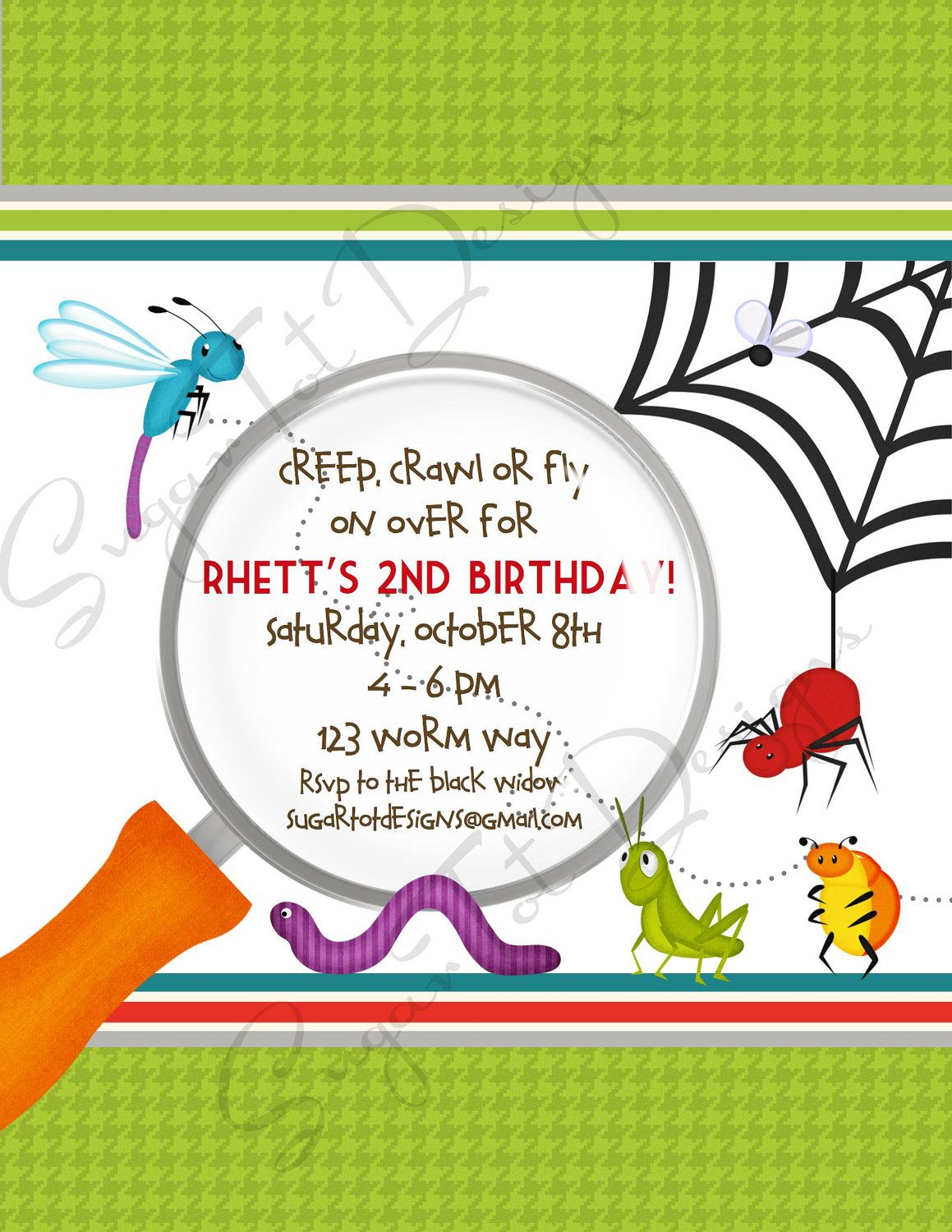 Bug Birthday Party Invitation Bugs Garden Party Birthday Etsy