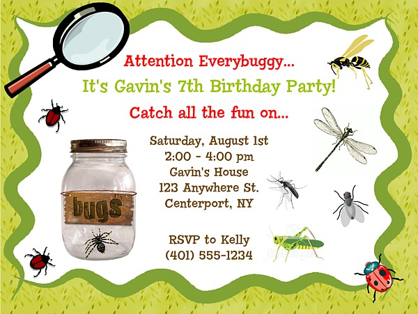 Bugs Insects Nature Birthday Party Invitations Bugs Insects Kids 