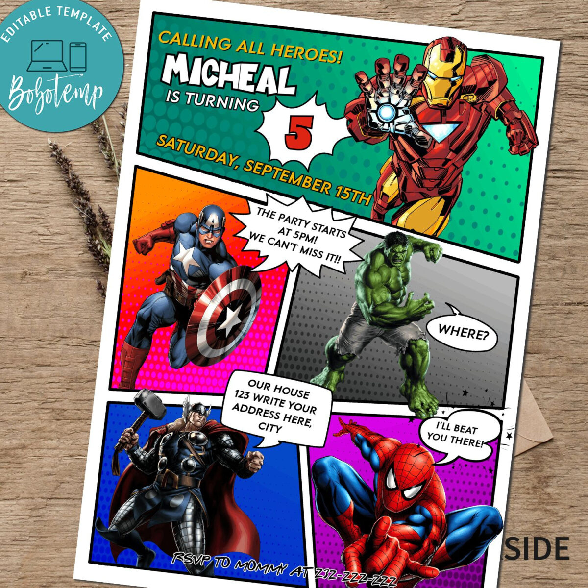 Calling All Avengers Comic Birthday Party Invitation Printable In