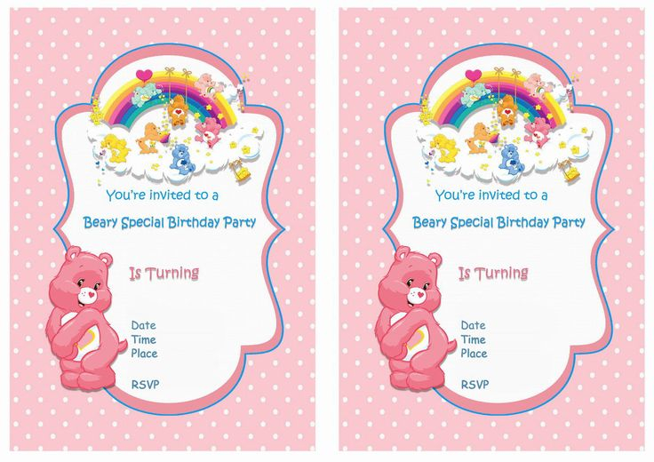 Care Bears Birthday Invitations Birthday Printable Care Bear 