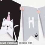 Cat Birthday Banner Kitty Cat Party Decorations Kitten Birthday