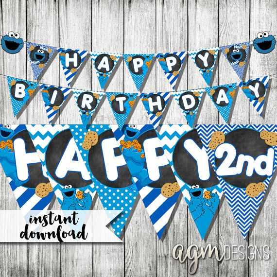 Cookie Monster Banner Cookie Monster Birthday Banner Cookie Monster 