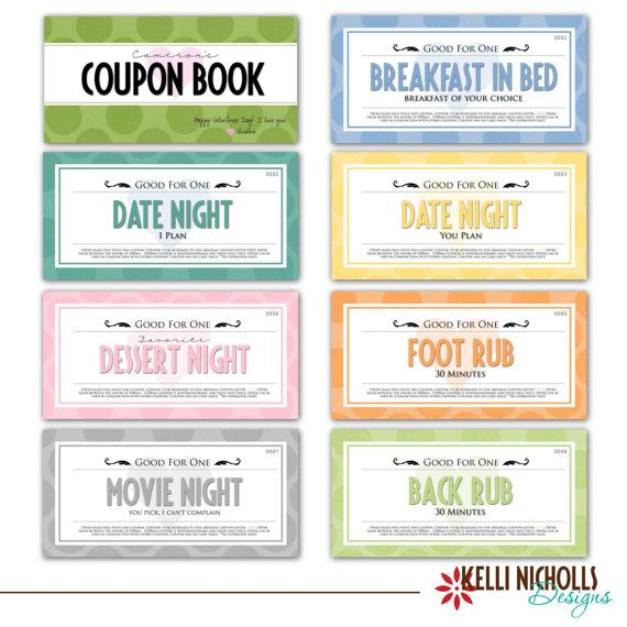 Custom Anniversary Gift Coupon Book Wife Or Husband Gift Printable 