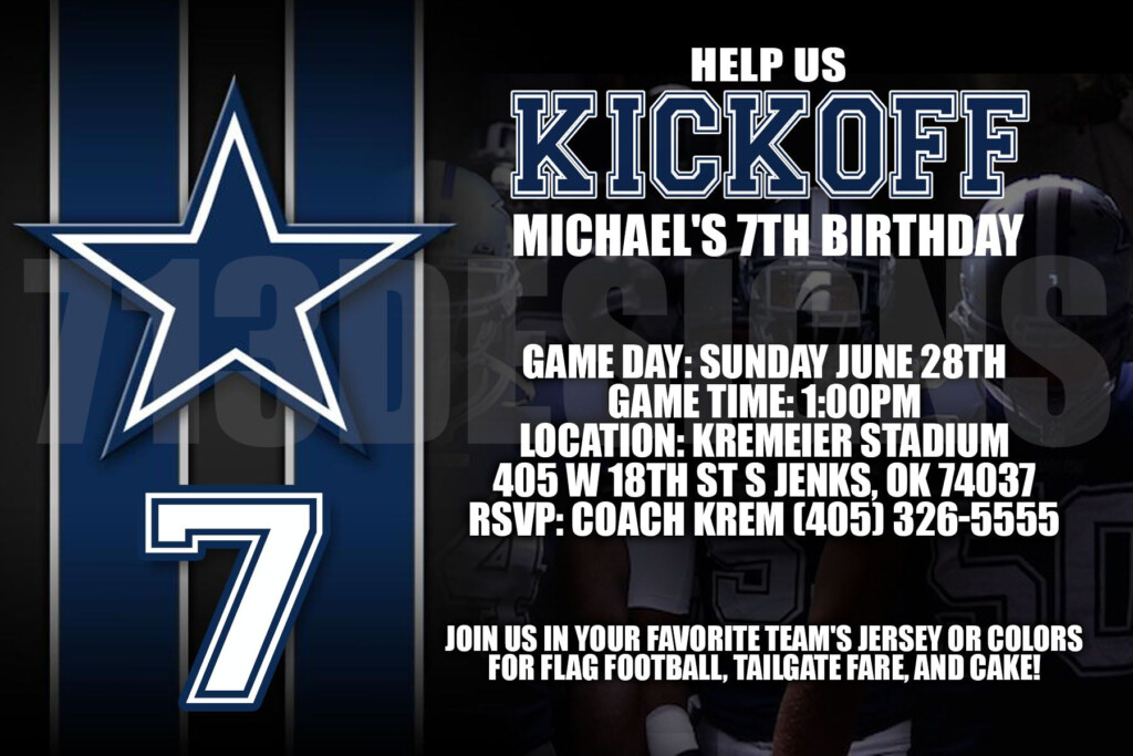 Dallas Cowboys Birthday Invitation Dallas Cowboys Birthday Cowboy 