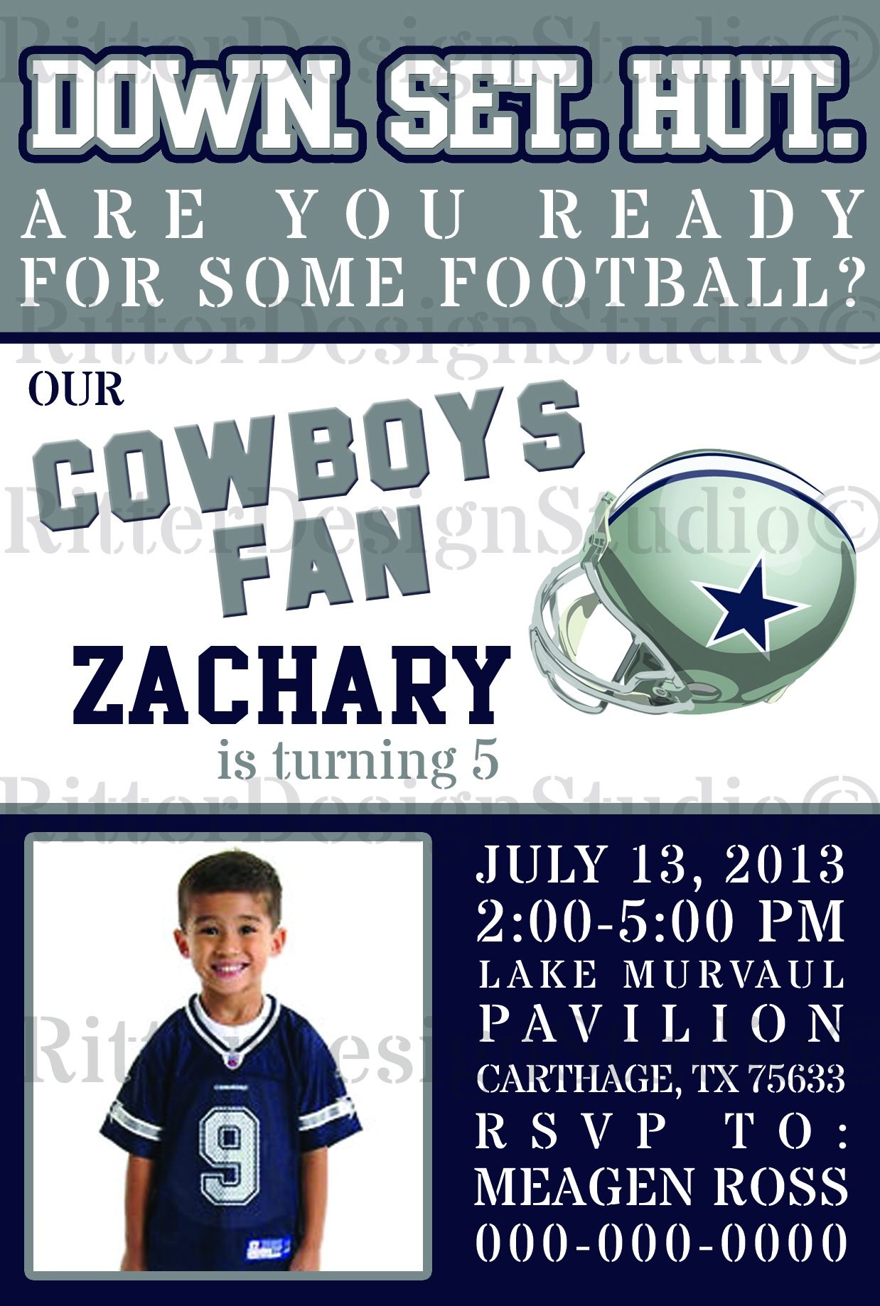 Dallas Cowboys Football Birthday Invitation Digital File Printable On 