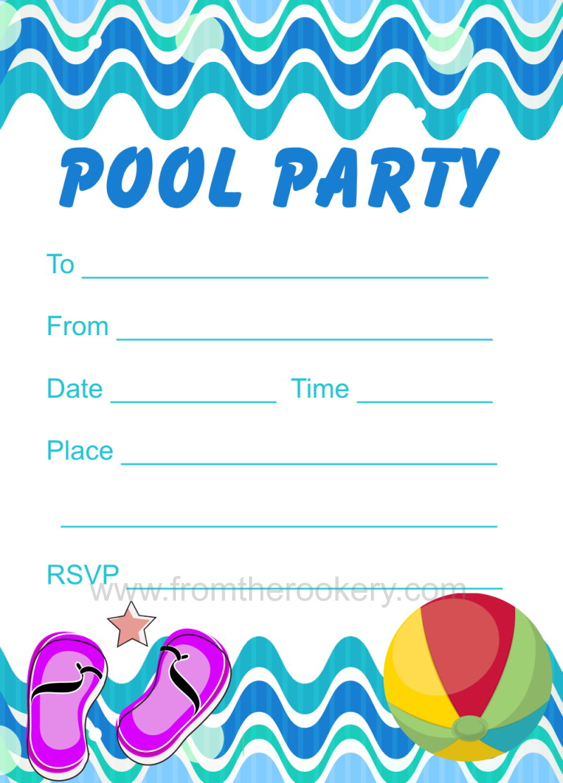 Dinywageman Printable Birthday Invitations Pool Party